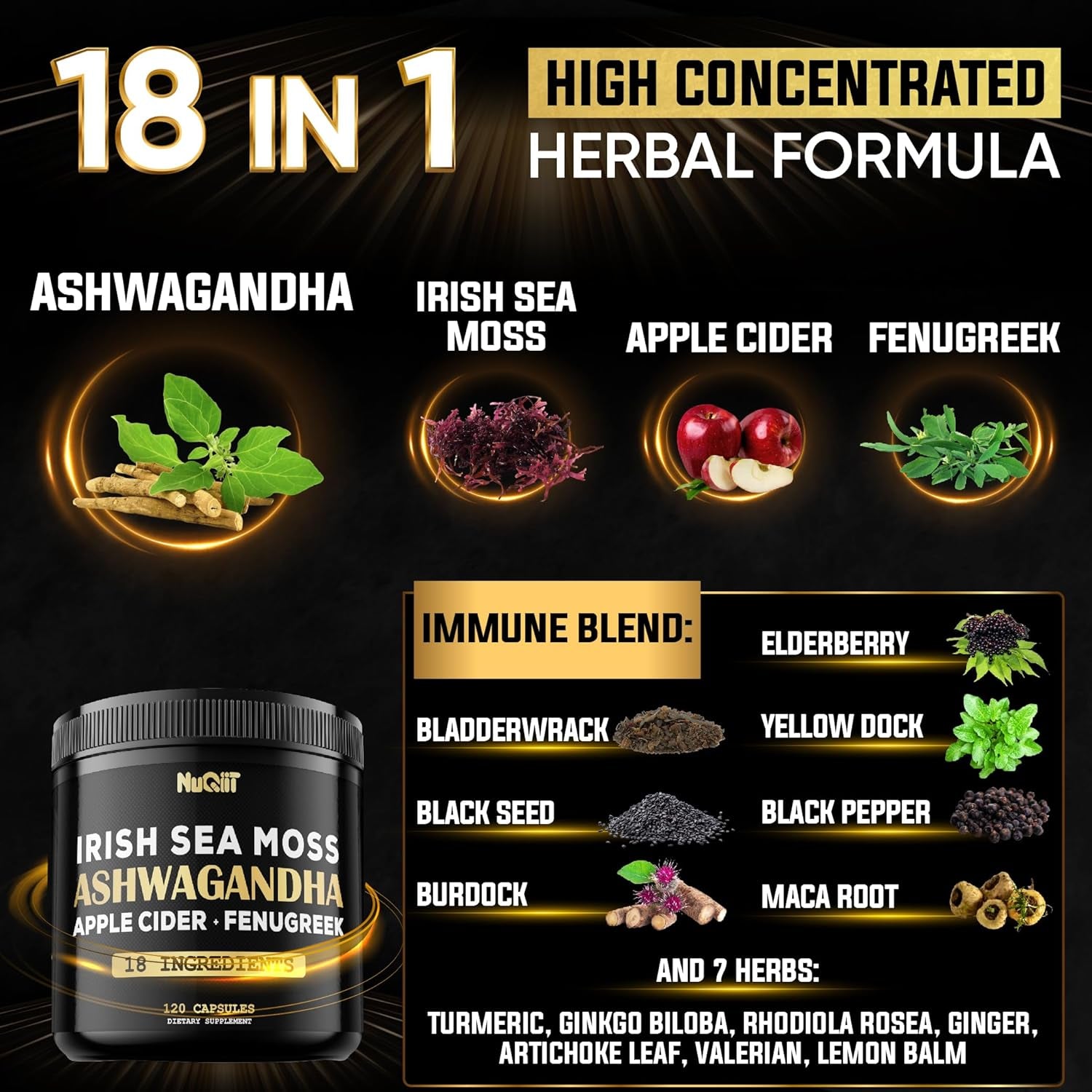 Ashwagandha Capsules - Natural Testosterone booster - 120 Vegan Capsules