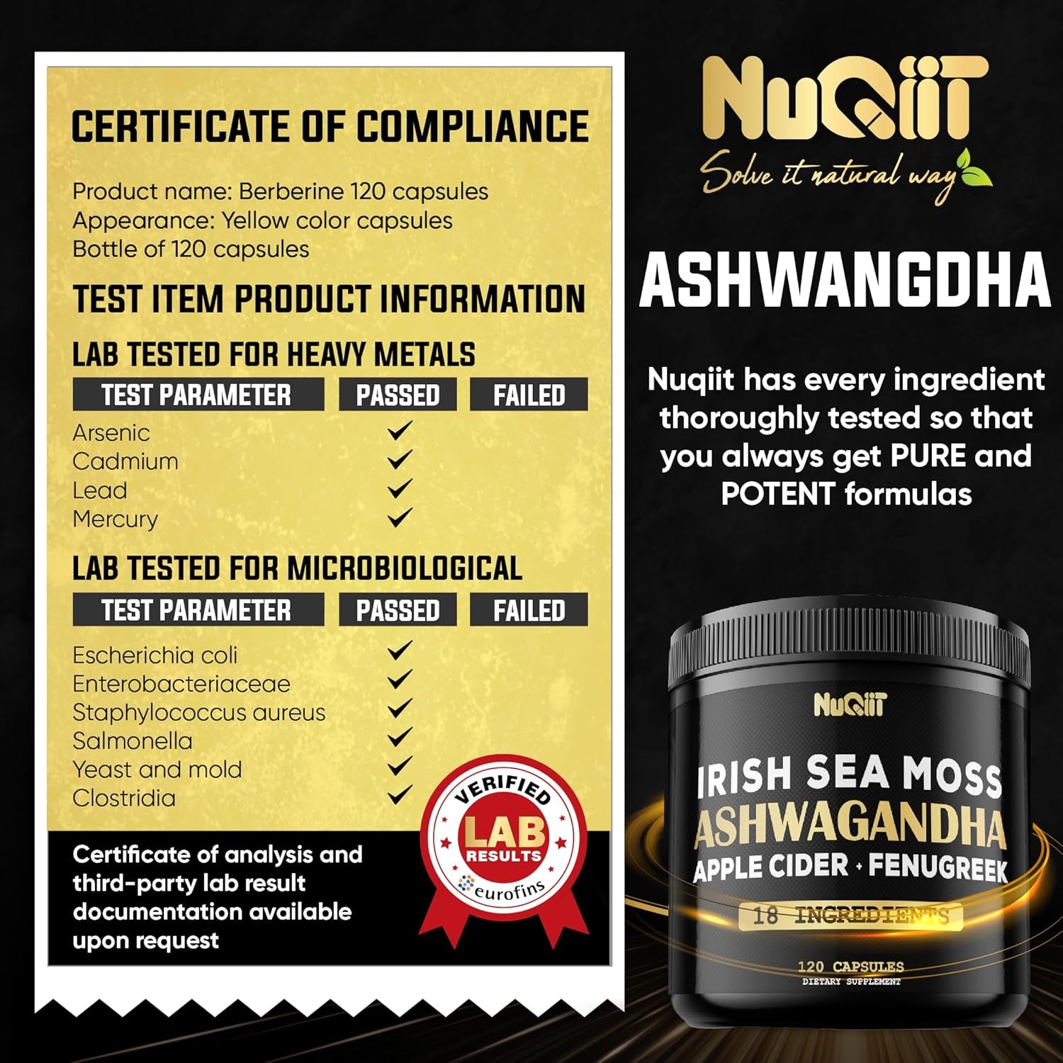 Ashwagandha Capsules - Natural Testosterone booster - 120 Vegan Capsules