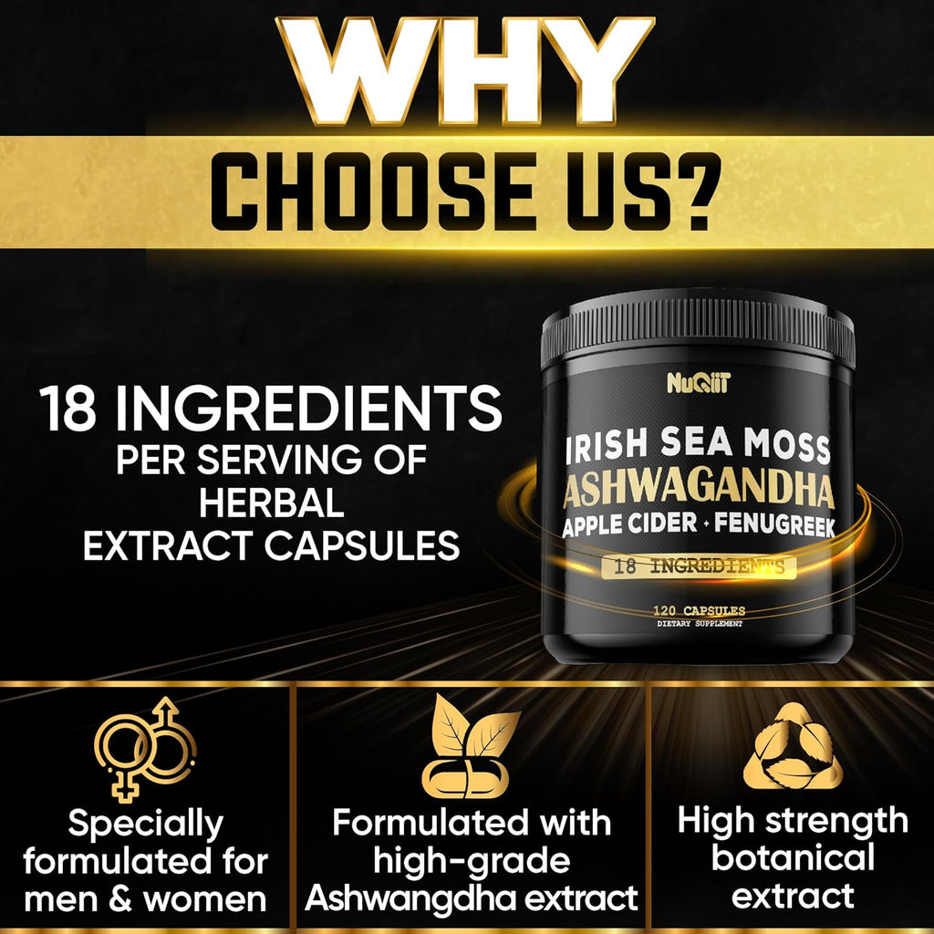 Ashwagandha Capsules - Natural Testosterone booster - 120 Vegan Capsules
